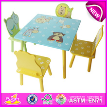 Juguete de mesa y silla de madera animal lindo 2014 para los niños, mesa y silla baratos fijados para los niños, tabla y silla para el bebé W08g088